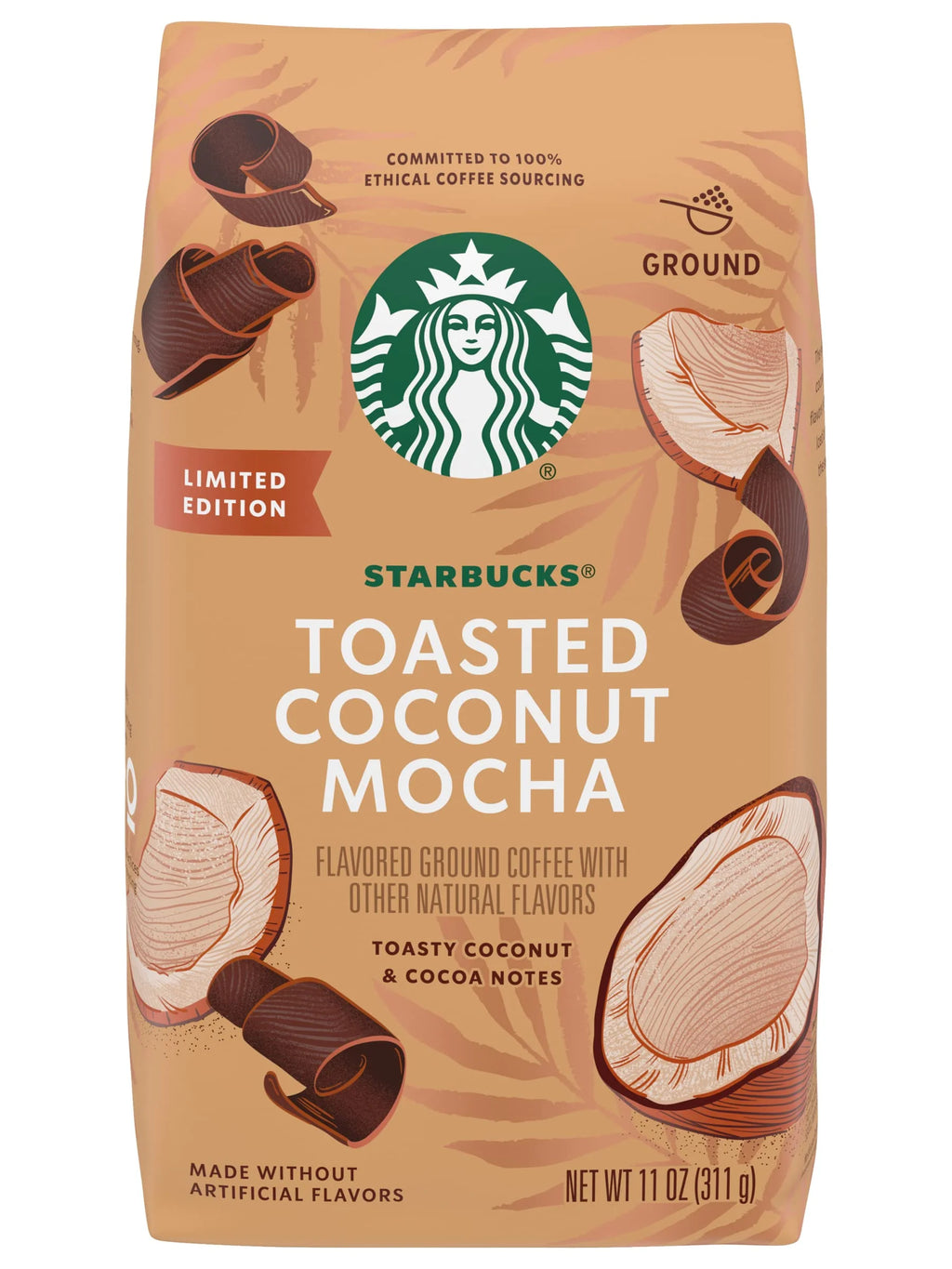 Toasted Coconut Mocha Ground Coffee, 11 Oz (Pack Of 2) G388