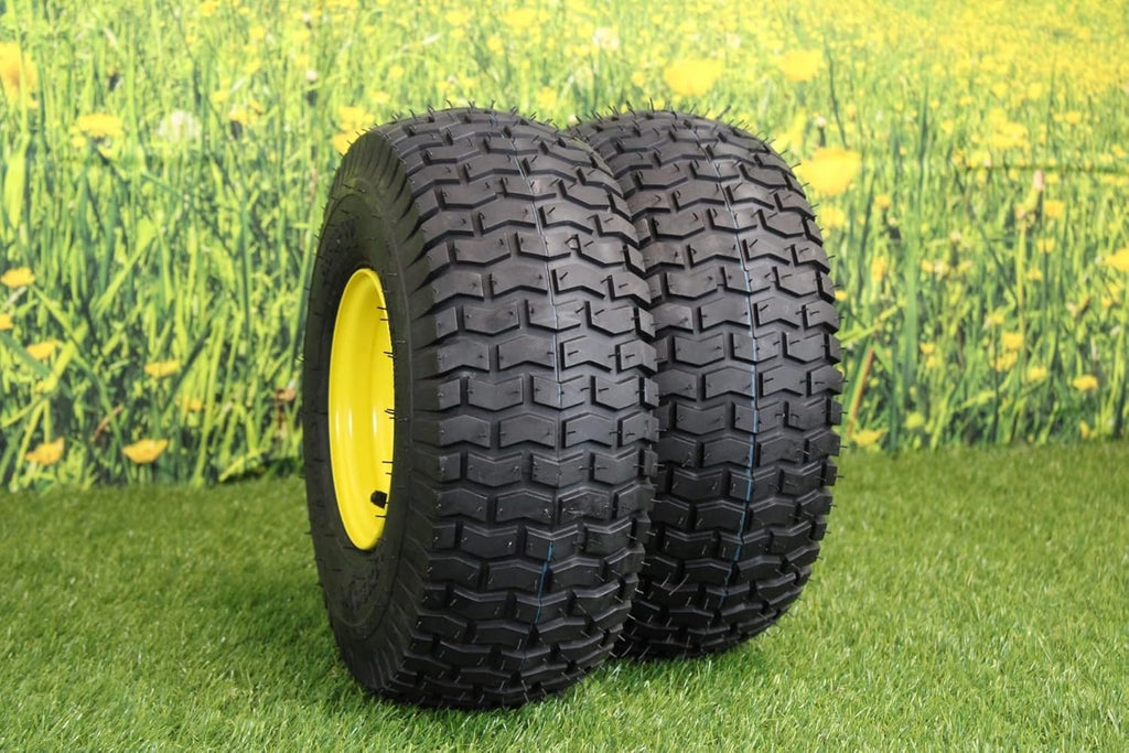 Set of 2 15x6.00-6 Tires & Wheels Assembly for Lawn Mowers, 4 Ply Turf Tires, Yellow Z9132