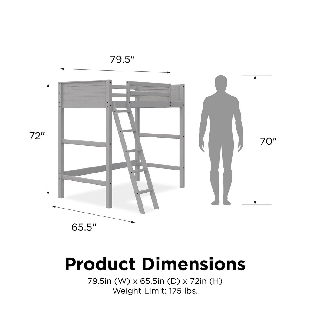 Grey Wooden Loft Bed with Ladder T203205