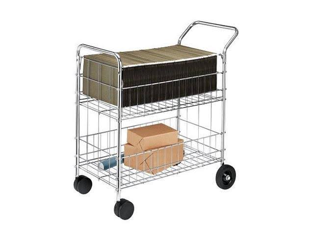 Chrome-Plated Steel Wire Mail Cart with Upper and Lower Baskets N7455