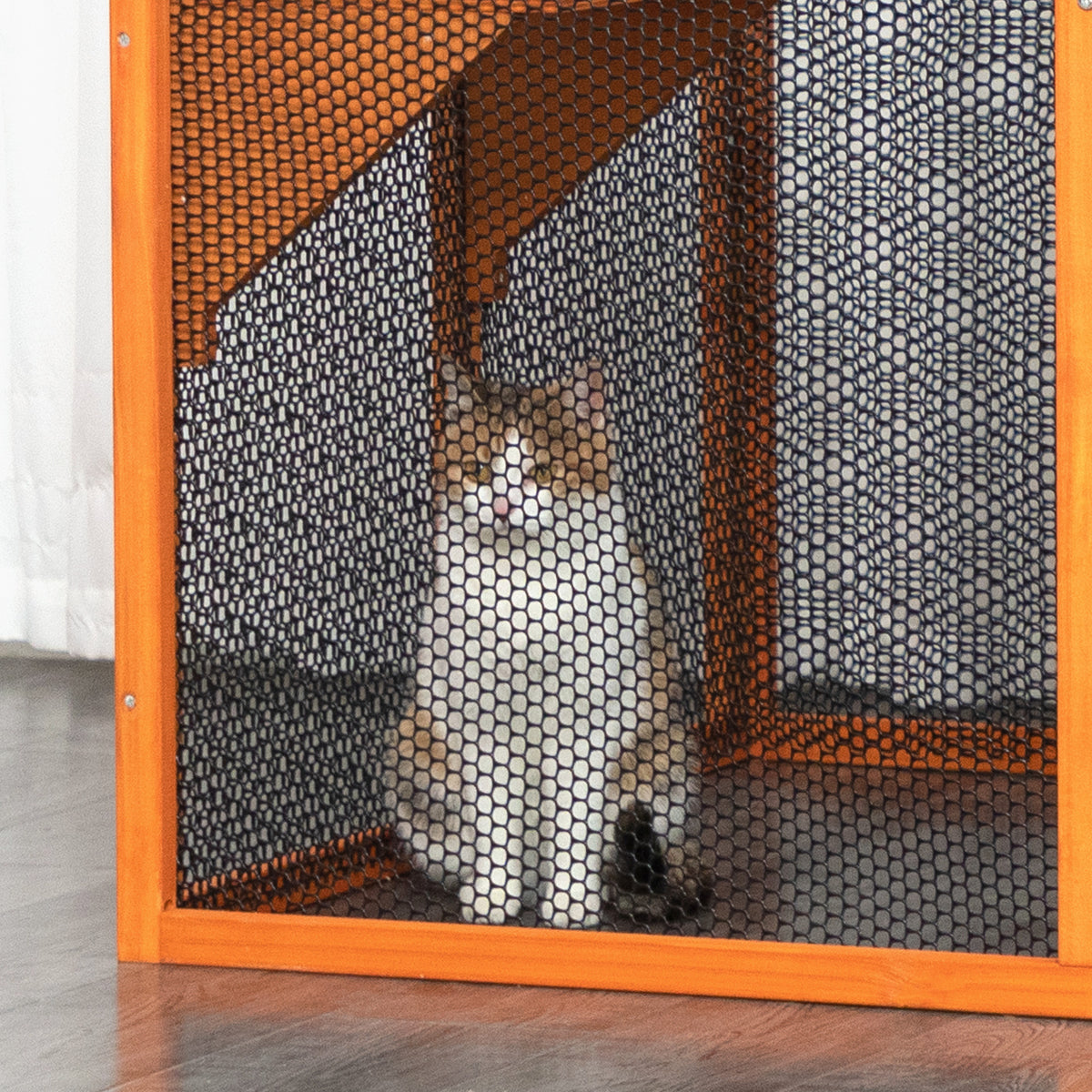 Wood Outdoor Cat House with Platforms J104