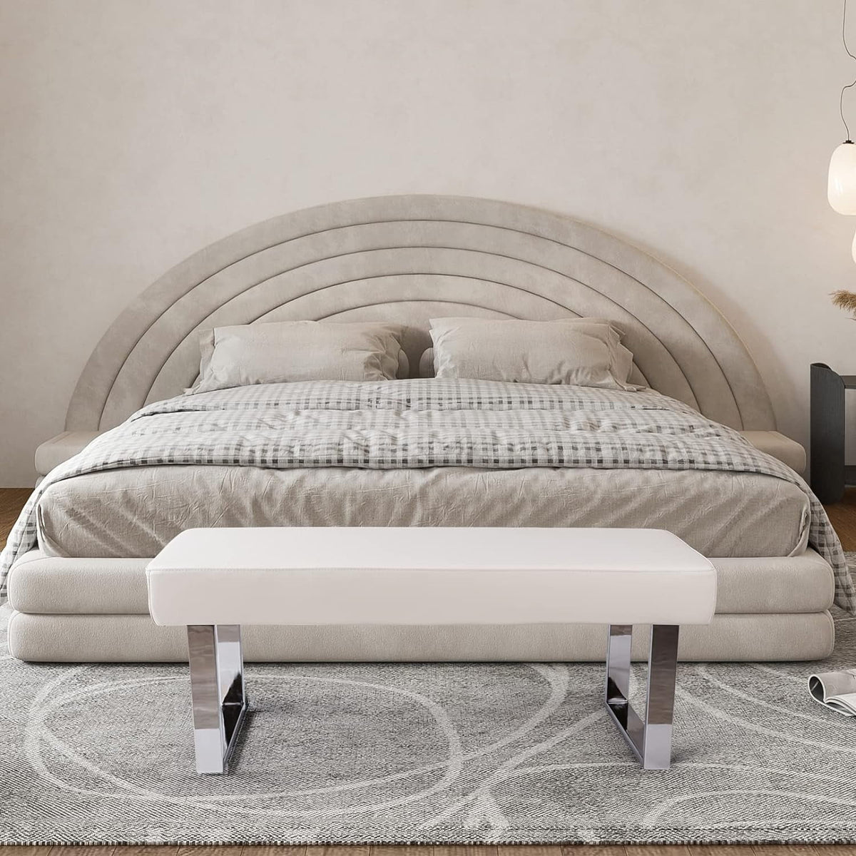 Upholstered Bench with Metal Legs W248