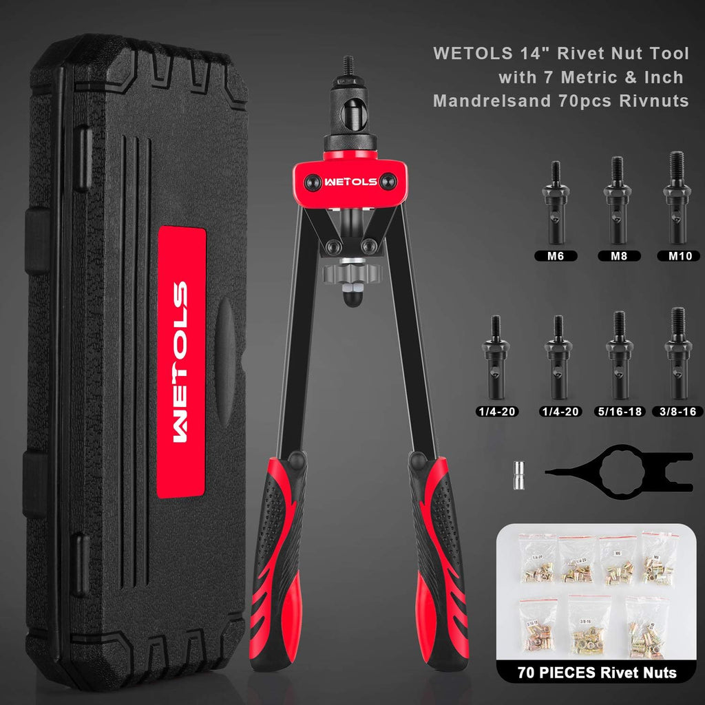 Rivet Nut Tool with 7 Mandrels, 70pcs Rivnuts and Carry Case, Pack of 2 P29330