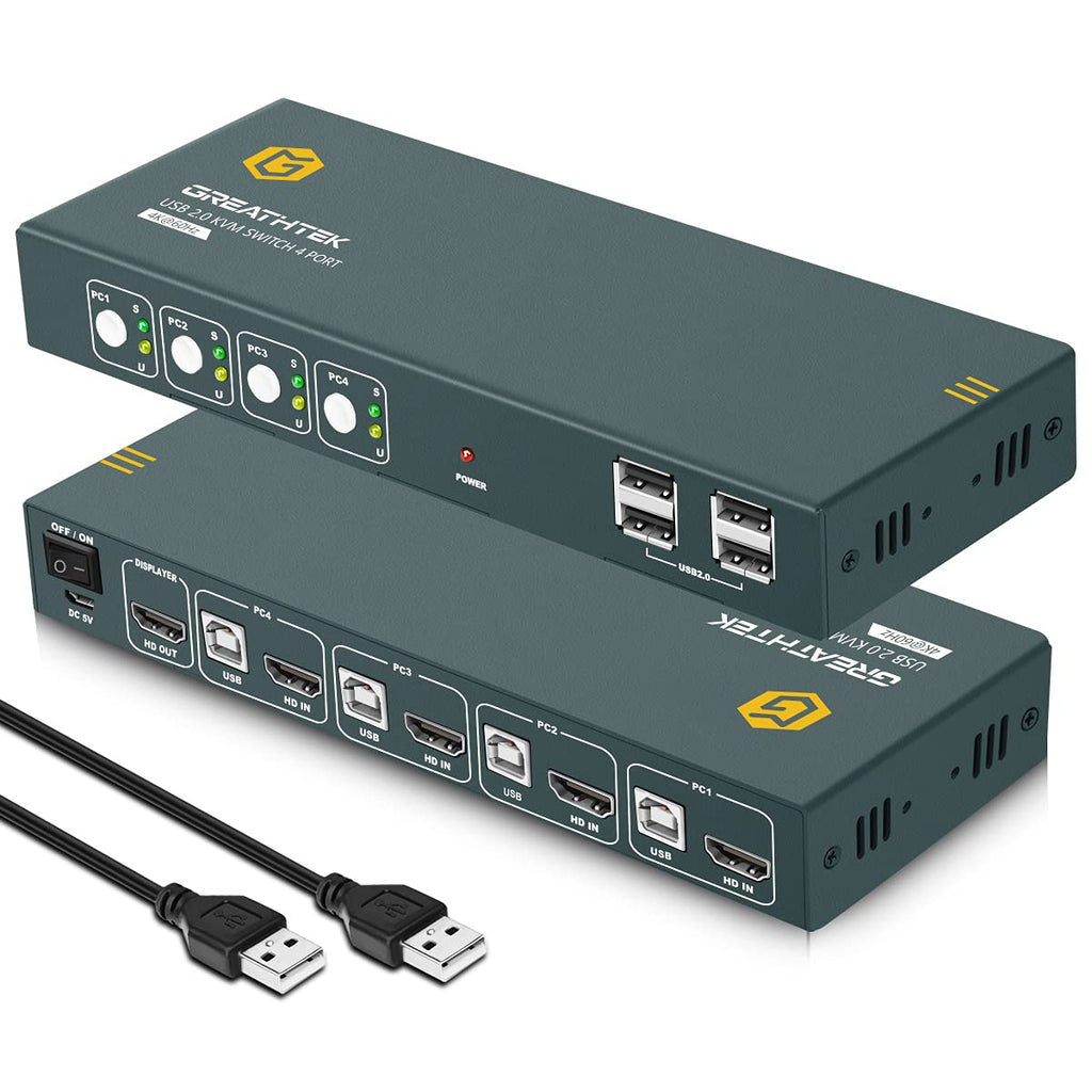 HDMI 4 Port 4K@60Hz KVM Switch with USB2.0 and Cables W473495