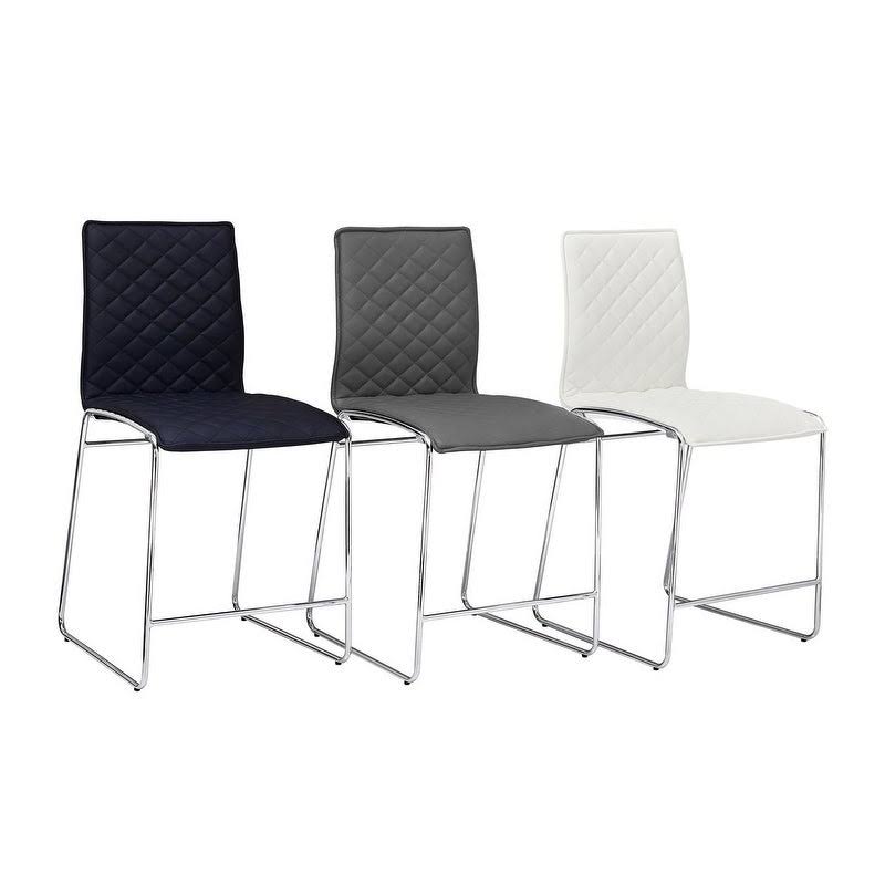 White Chrome Bar Chair Set of 2 O765