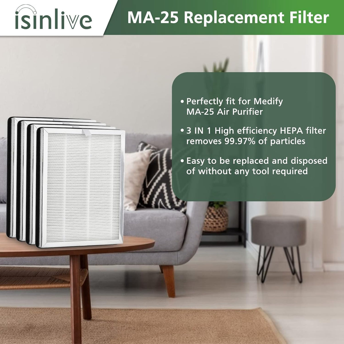 H13 True HEPA Replacement Filter 4 Pack M9409
