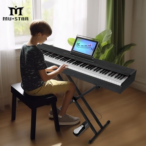 White 88 Key Weighted Hammer Action Digital Piano with Stand and Sustain Pedal H5682