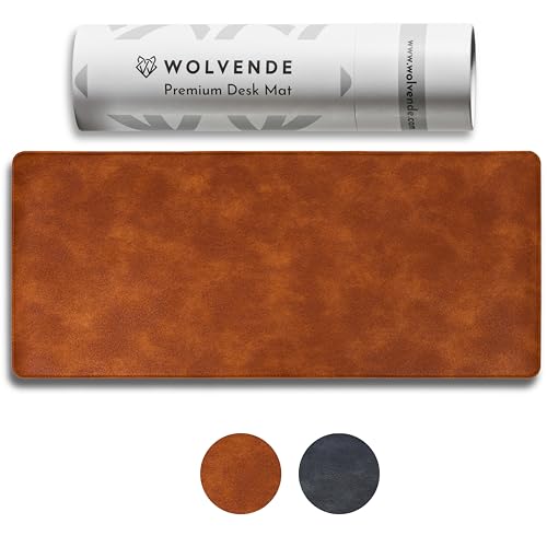Distressed Faux Vegan Leather Desk Mat, Black/Grey, 12" x 36" P21204