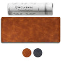 Distressed Faux Vegan Leather Desk Mat, Black/Grey, 12" x 36" P21204