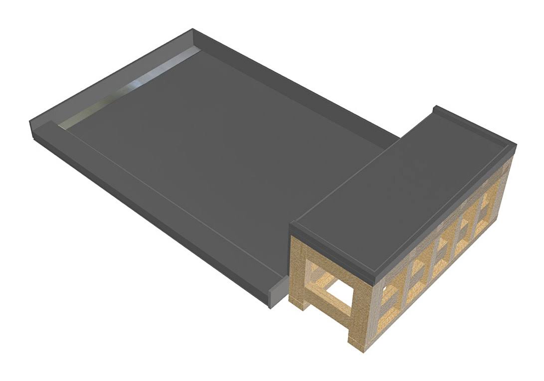 42x22 x 48x22 Single Threshold Shower Base with Bench and Drain Grate Y3565