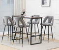 Velvet Upholstered Bar Stools with Back 30 inch Seat Height Set of 4 I643