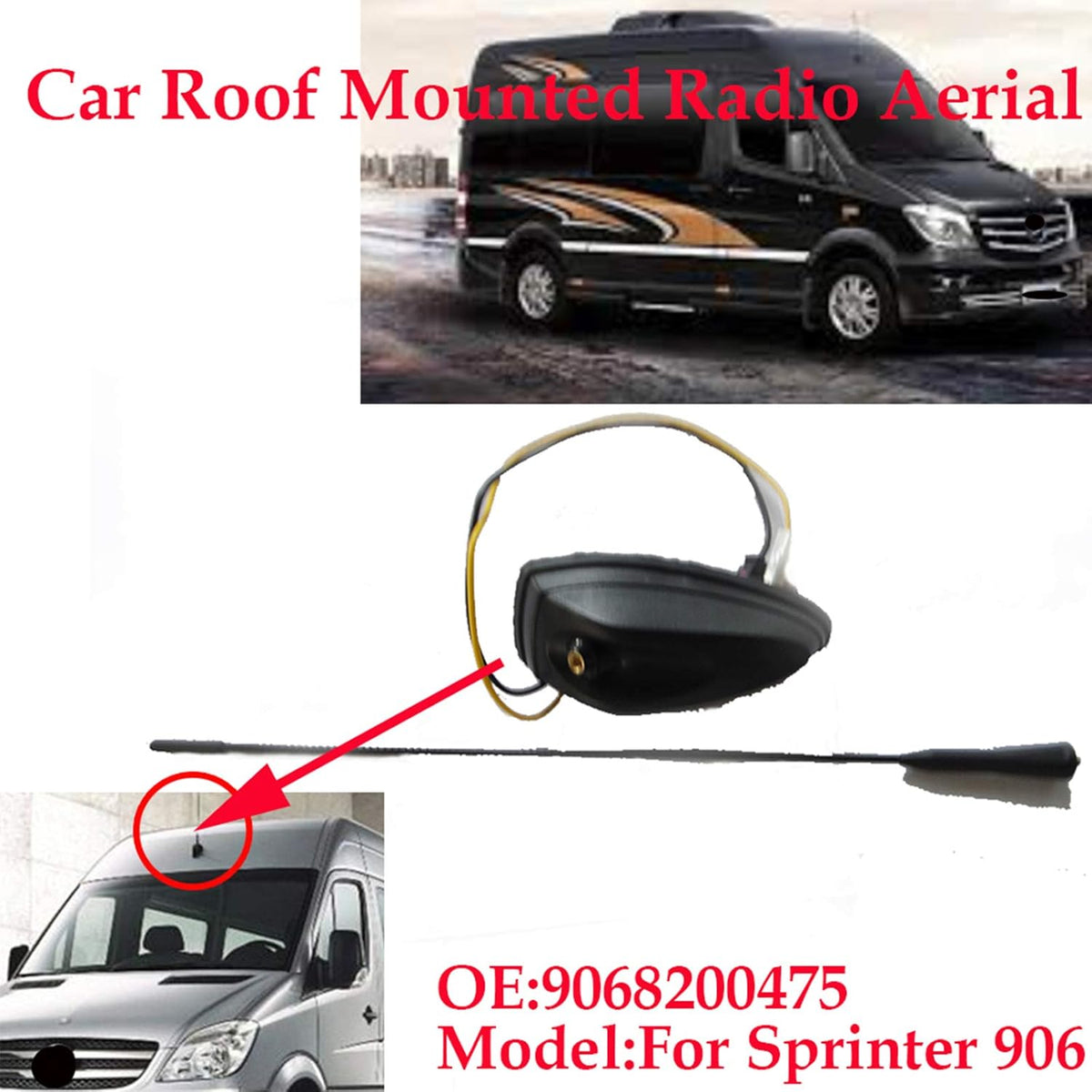 Car Roof Auto Antenna Mount Aerial Mast Replacement W7652