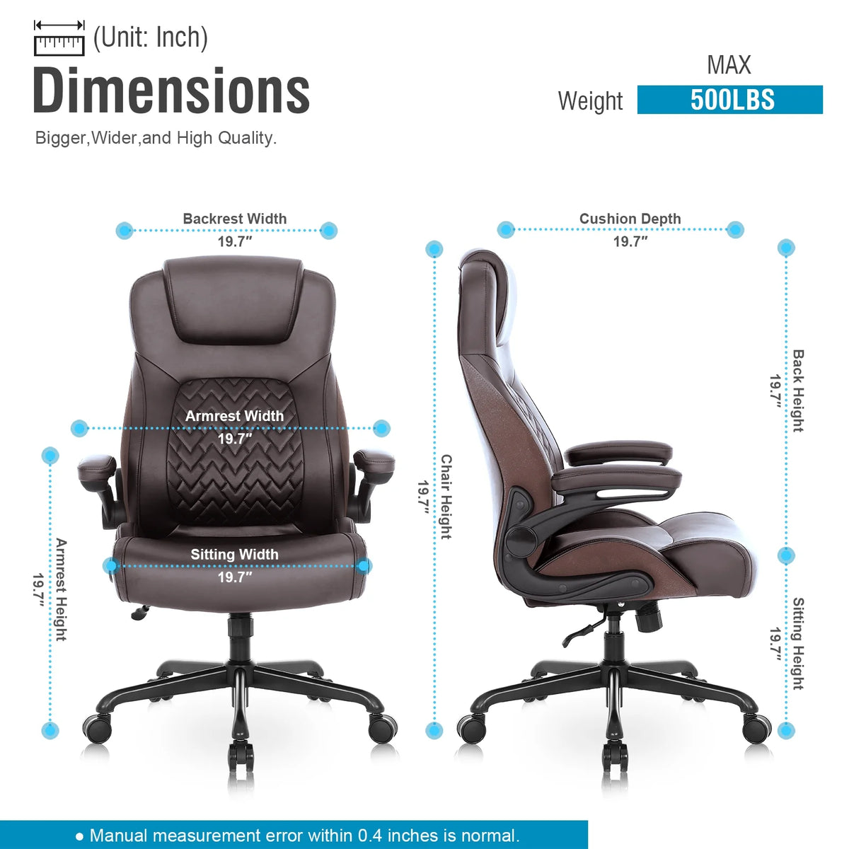 Ergonomic Big and Tall Office Chair Brown U51877
