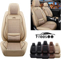 Beige 9 Leather Car Seat Covers Full Set Z762562