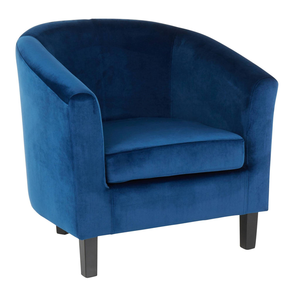 Blue Velvet Accent Chair with Black Wood Legs Y978