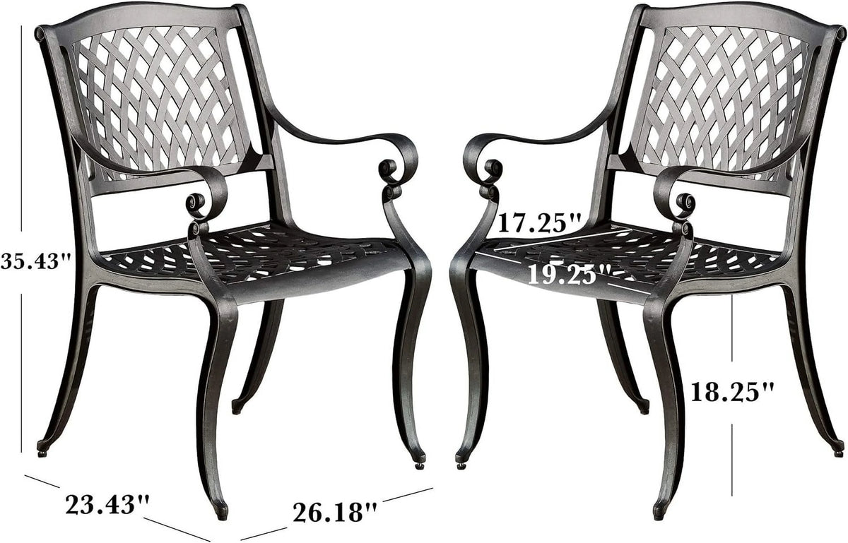 Cast Aluminum Chairs, 2-Pcs Set, Antique Matte Black Q170779