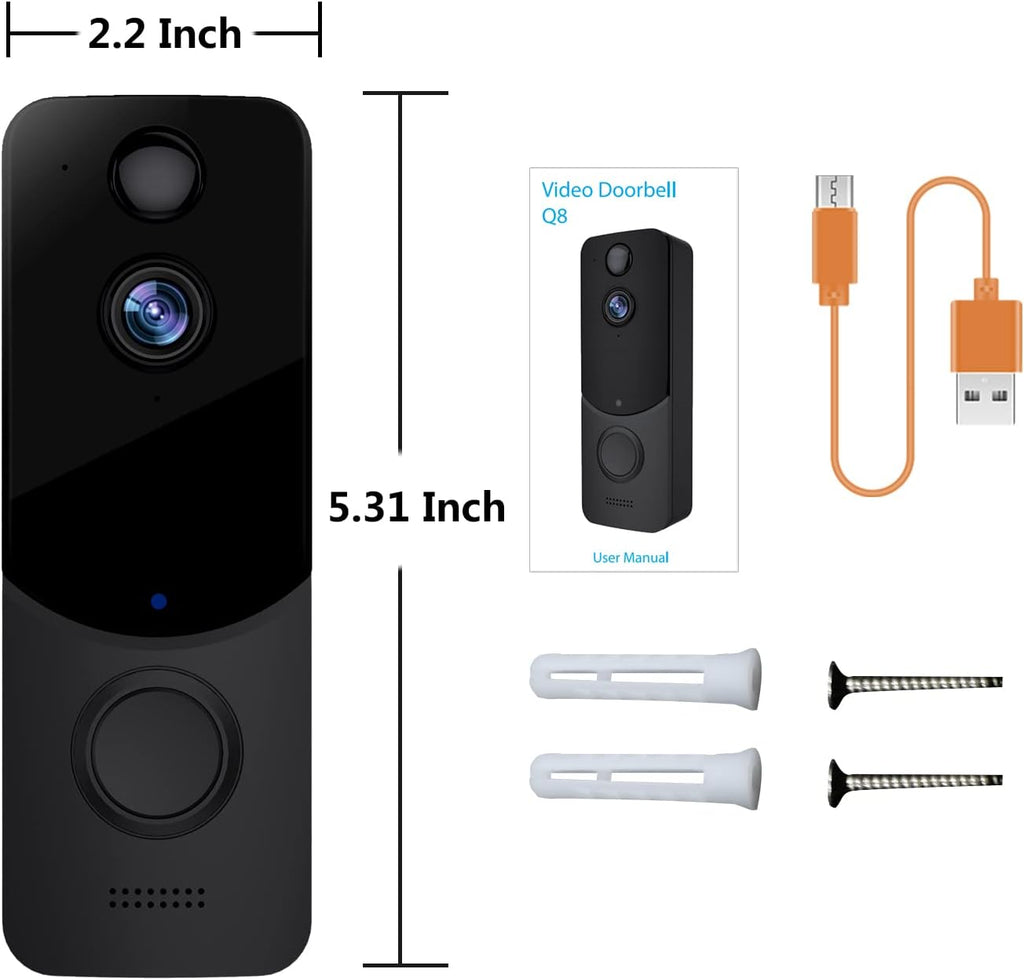 Wireless WiFi Video Doorbell Camera with 2-Way Audio, Night Vision, IP65 Waterproof X580833