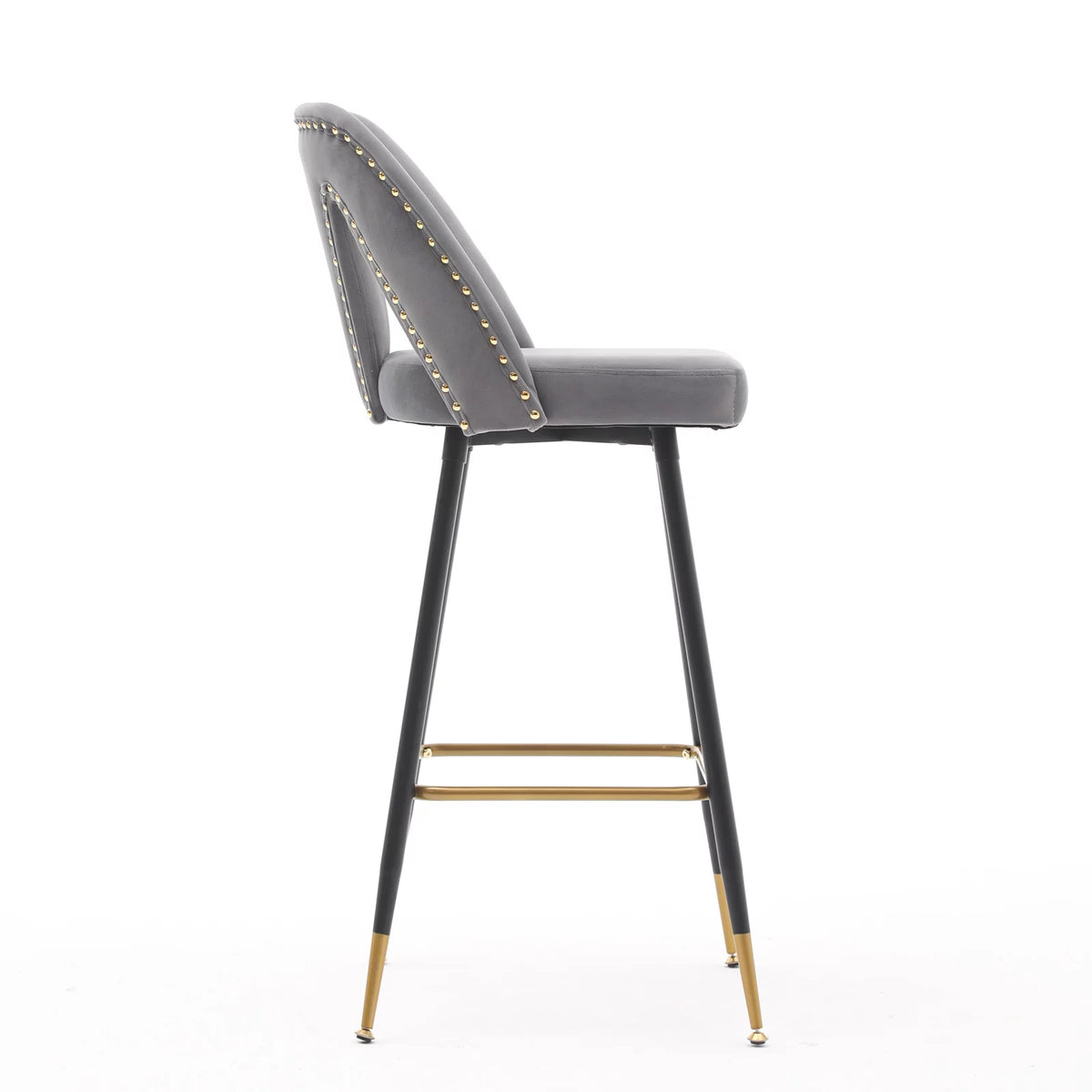 Velvet Upholstered Bar Stools with Back 30 inch Seat Height Set of 4 I643