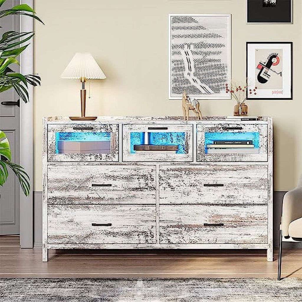 White 7 Drawer Wooden Dresser B20109