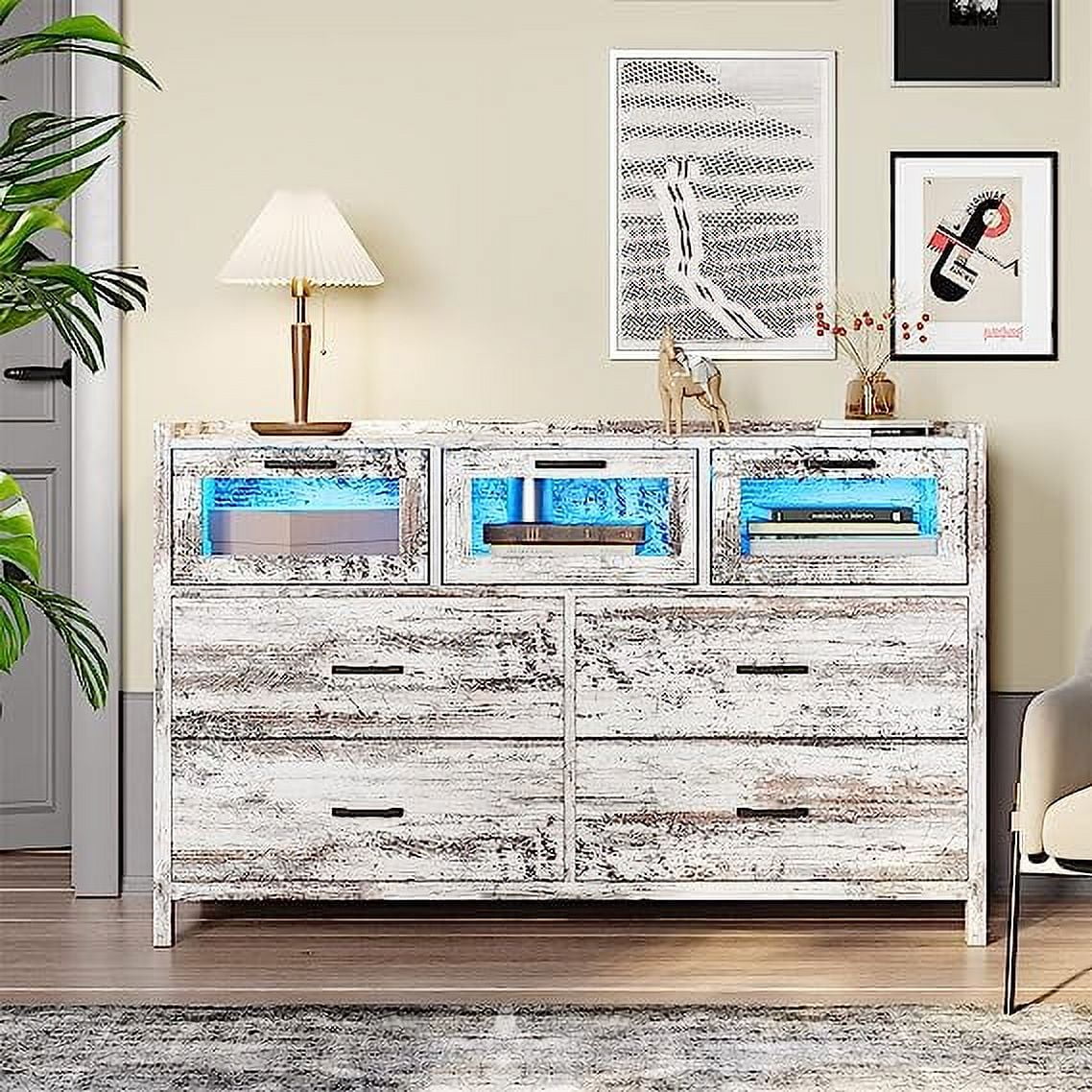 White 7 Drawer Wooden Dresser B20109