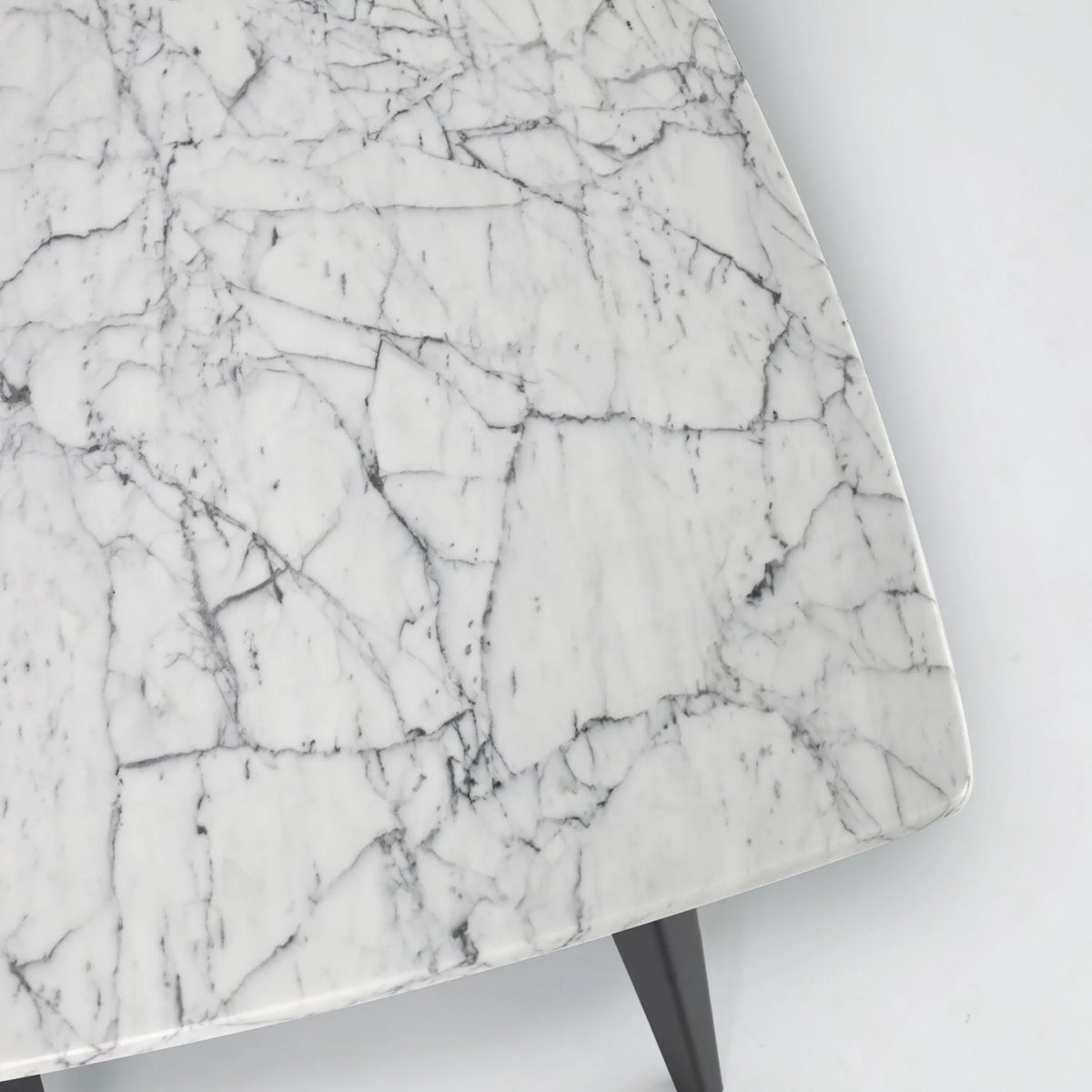 24" Square White Marble Side Table with Metal Legs M882493
