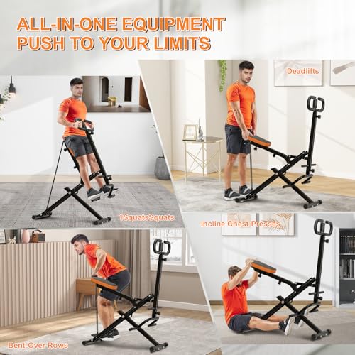 Foldable Squat Machine with Resistance Bands and Display Q5224