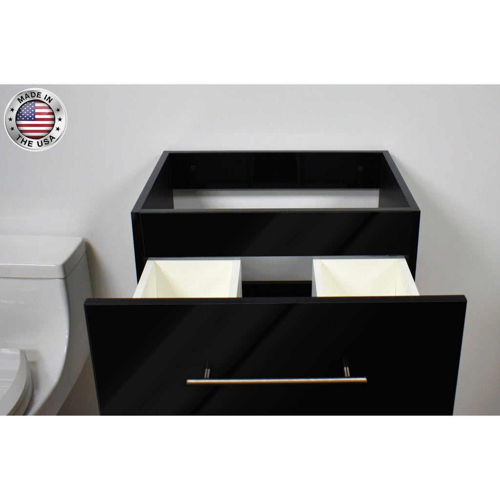 Glossy Black Wall-Mounted Floating Bathroom Vanity Cabinet J138