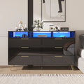 White 6 Drawer Wood Dresser with Metal Handles S9015