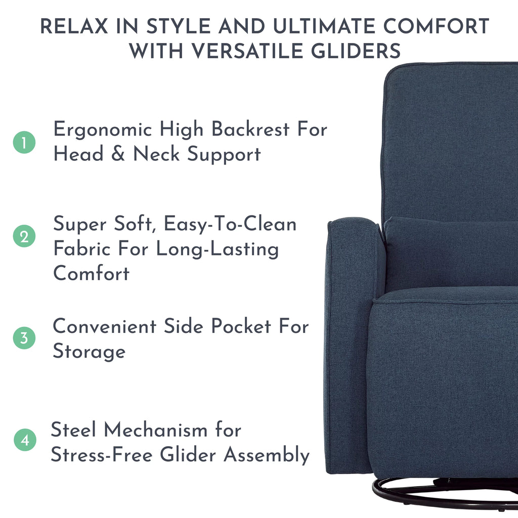 Upholstered Swivel Glider with Lumbar Pillow B403047