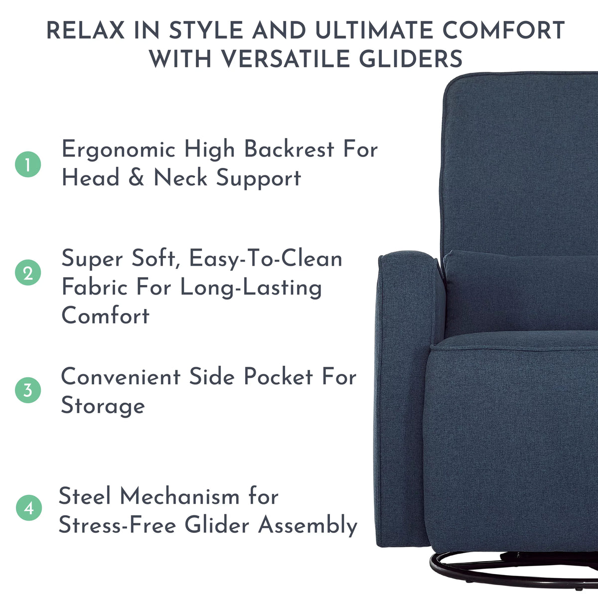 Upholstered Swivel Glider with Lumbar Pillow B403047