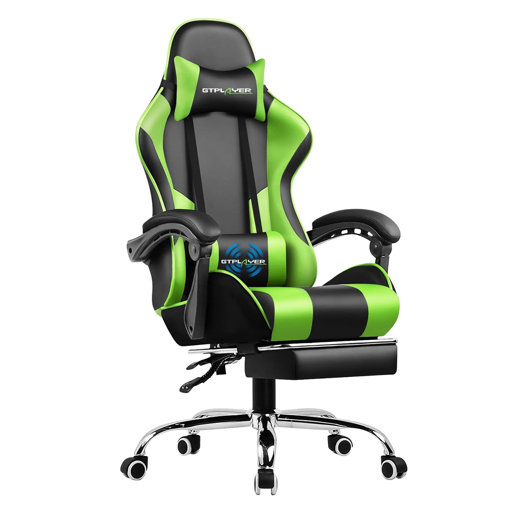 Blue Faux Leather Gaming Chair with Footrest I912728