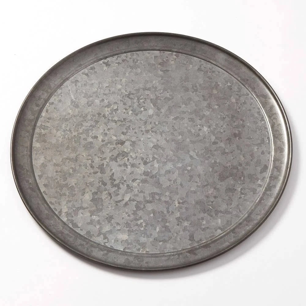14x22 Round Serving Tray Galvanized Onyx C87271