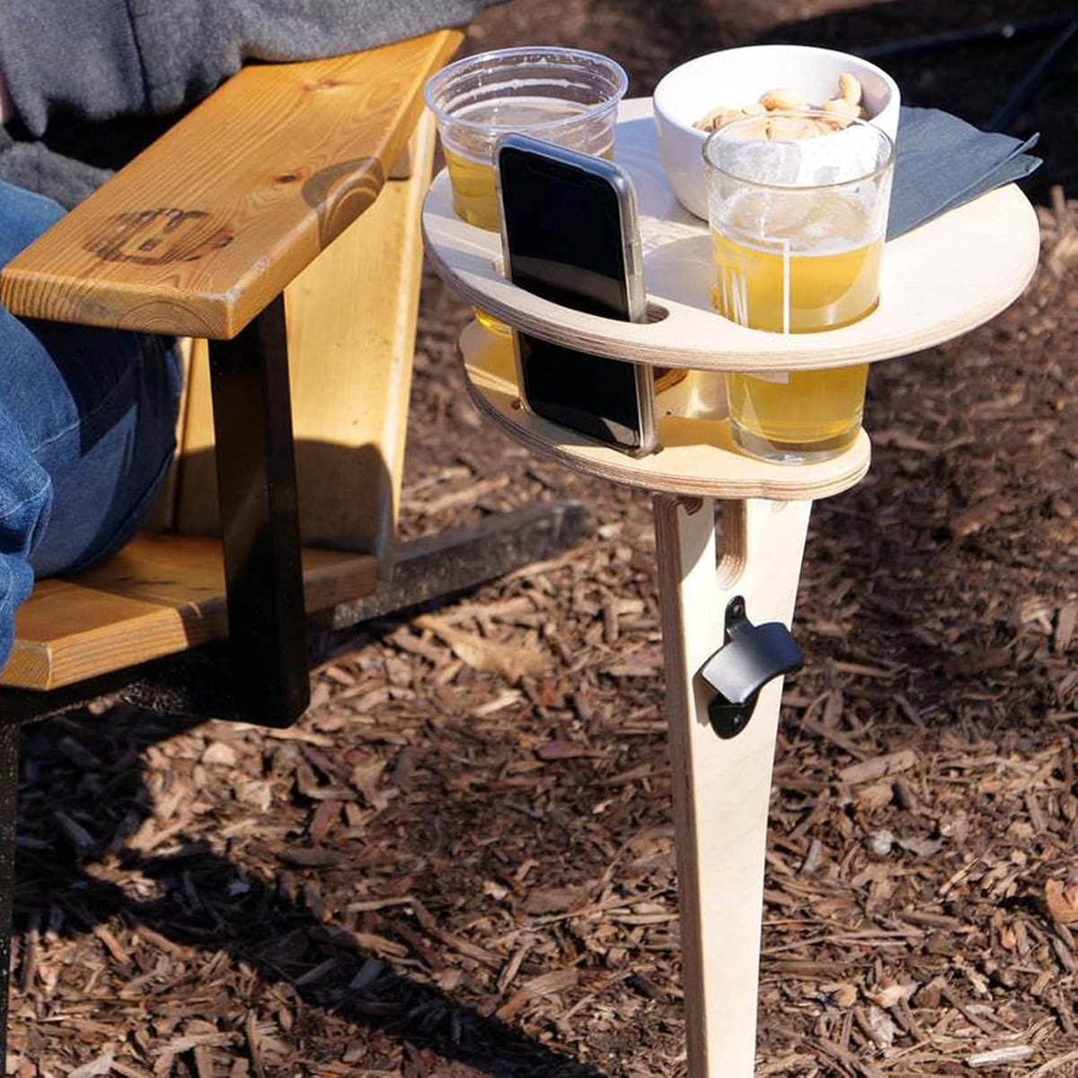 Outdoor Folding Two-Layer Wine Table Wooden Portable Picnic Table C9205