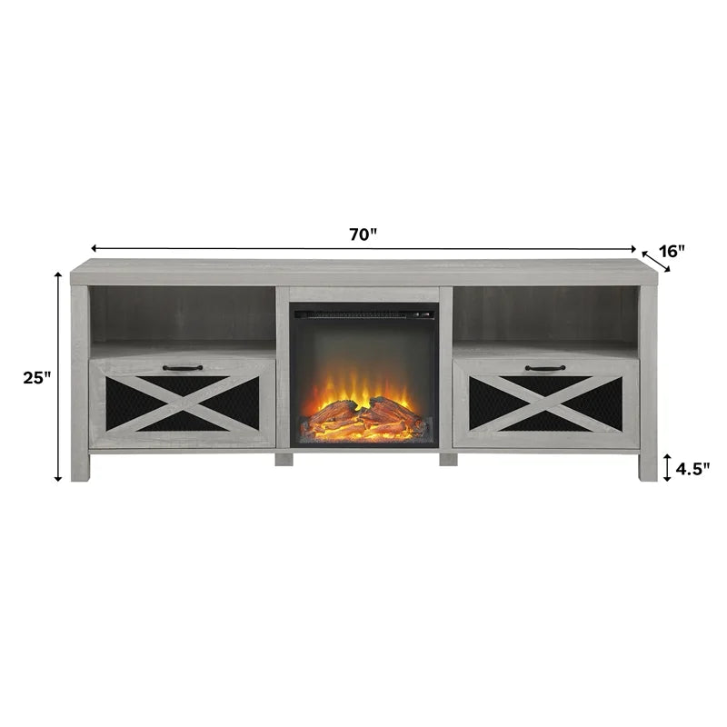 70" Stone Gray Fireplace TV Stand Q529097