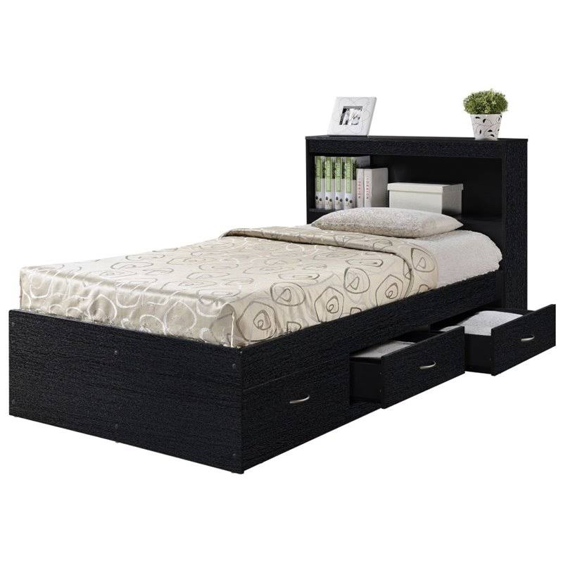 Twin Captain Storage Bed with 3 Drawers in Black C190431