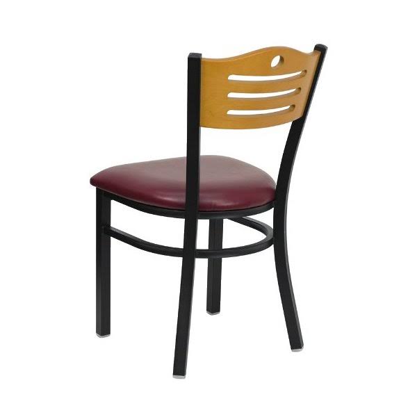 Black Slat Back Metal Restaurant Chair with Wood Back K985289