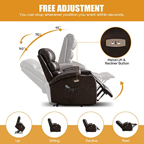 Power Lift Chair with Massage and Heat, PU Leather H353169