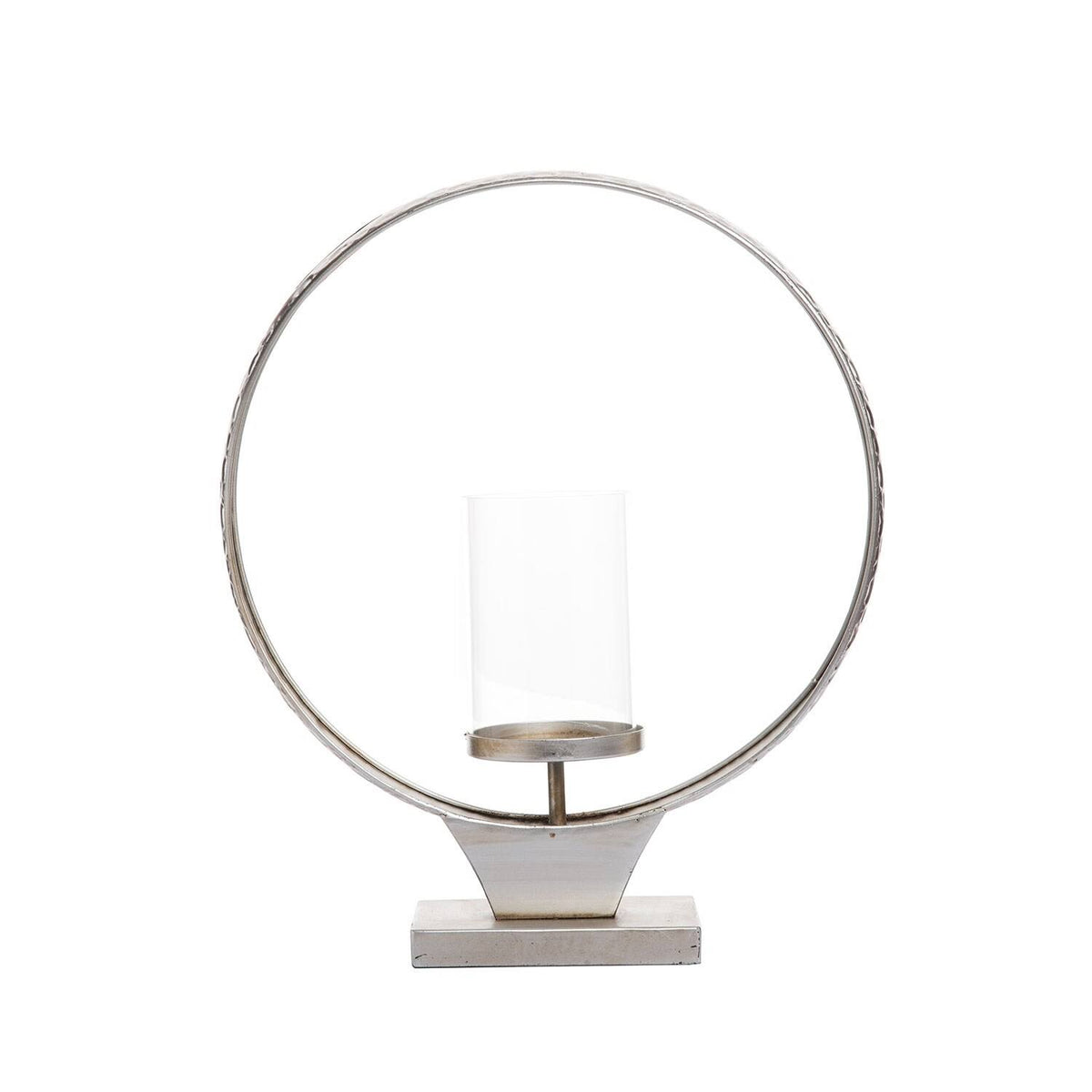 Large Hammered Metal Round Ring Pillar Candle Holder T858
