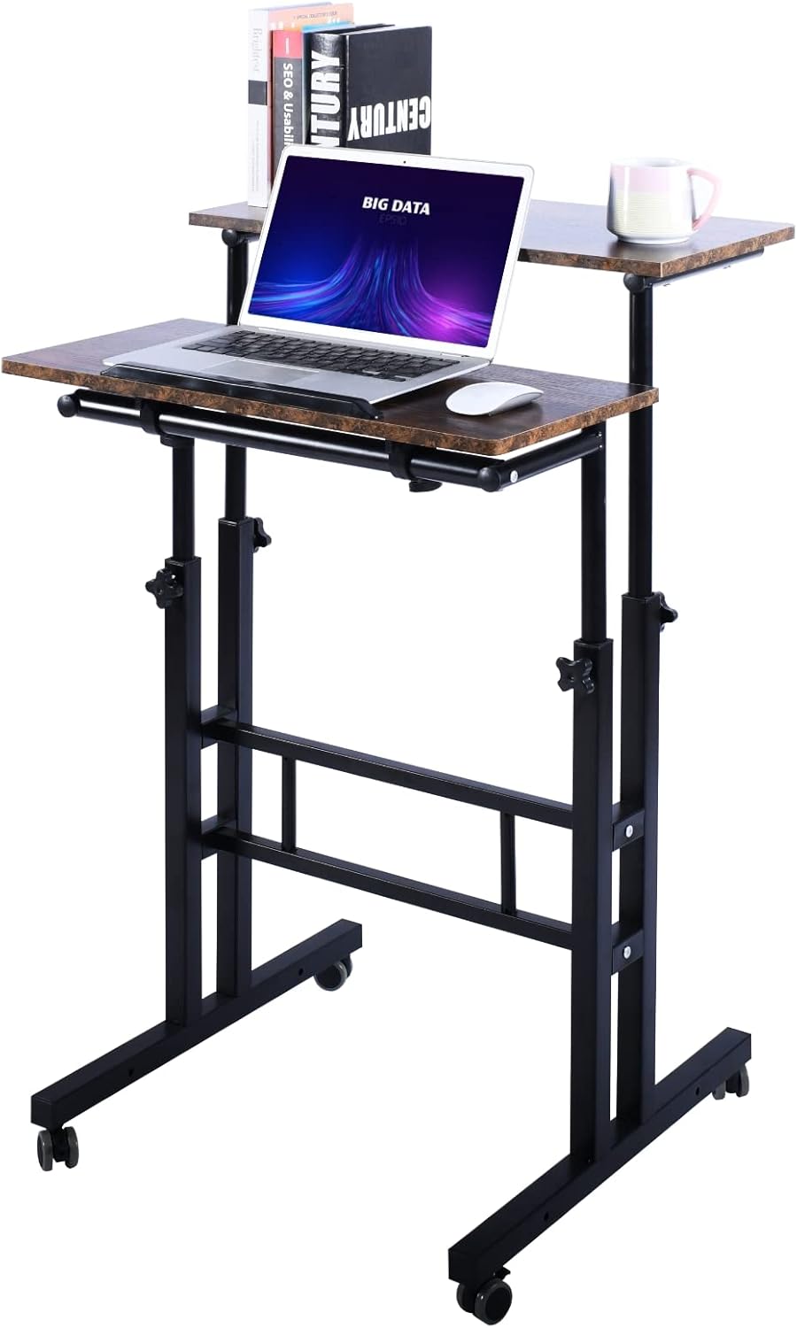 Black Adjustable Mobile Standing Desk V8375