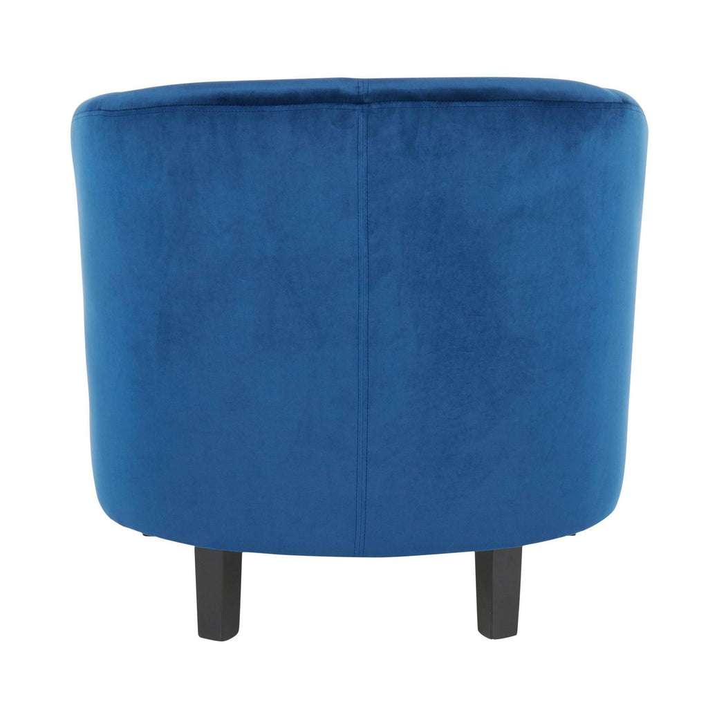 Blue Velvet Accent Chair with Black Wood Legs Y978