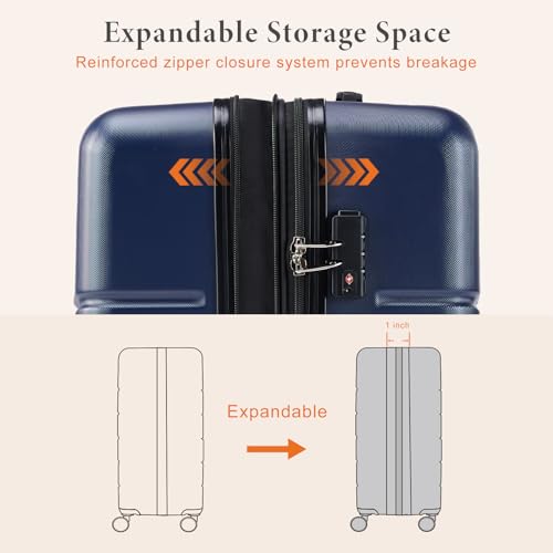Navy Blue 24 Inch Hard Shell ABS Spinner Luggage G95925