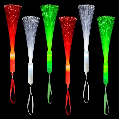12 Pack Red White Green Fiber Optic Glow Sticks J970