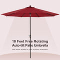10' Outdoor Market Patio Table Umbrella with Auto Tilt and 360° Swivel, Sunbrella Canopy, Cherry F23009