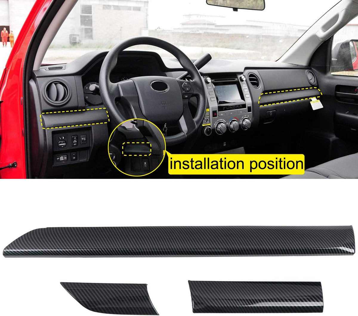 Toyota Tundra 2014-2021 Center Console Trim ABS Carbon Fiber Grain 3pcs T64086