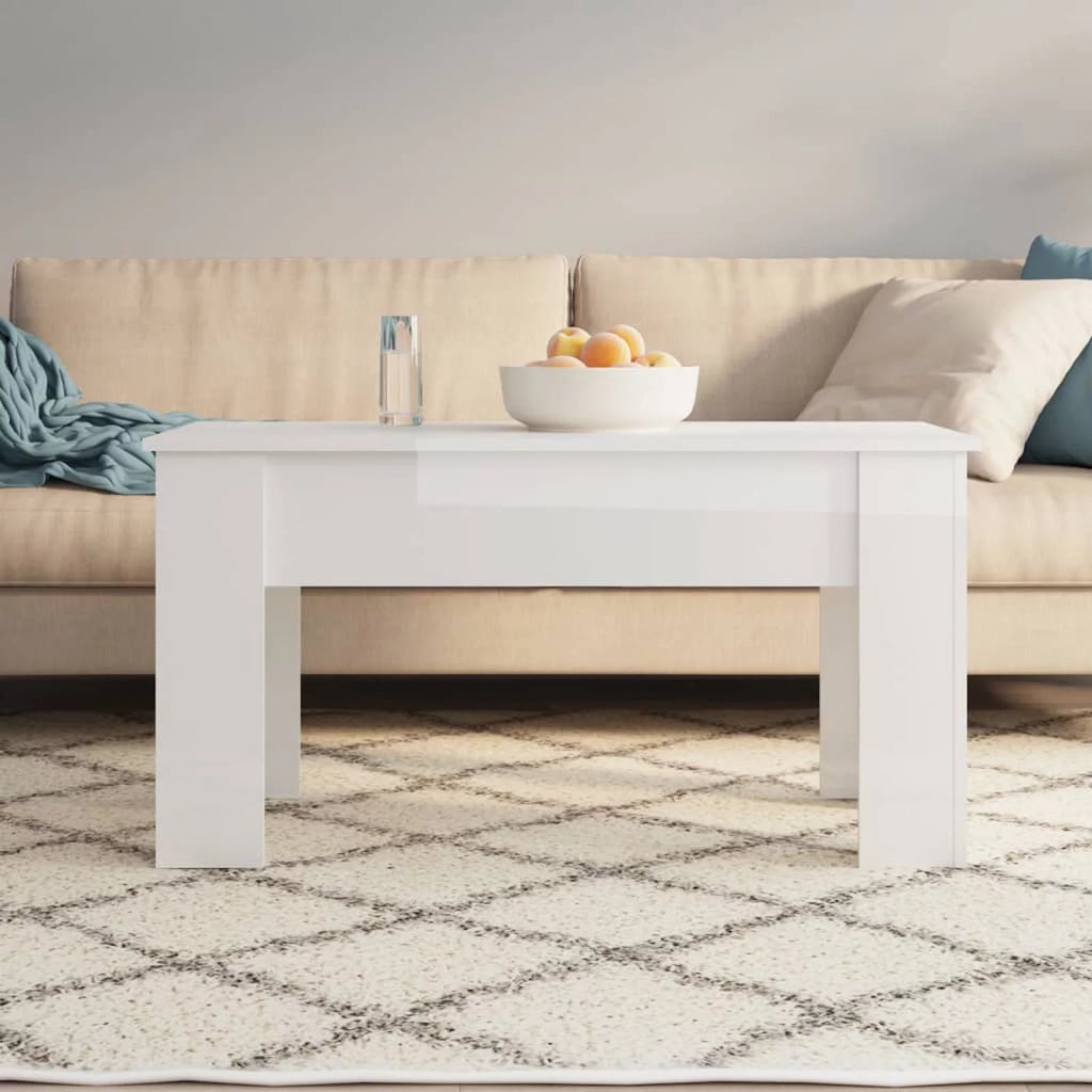 High Gloss White Engineered Wood Coffee Table I829069