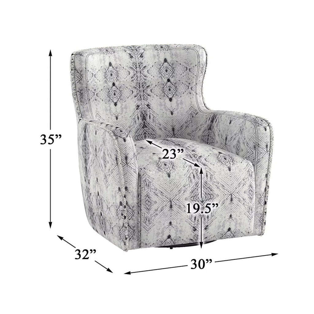 Off White Chenille Swivel Chair L43831