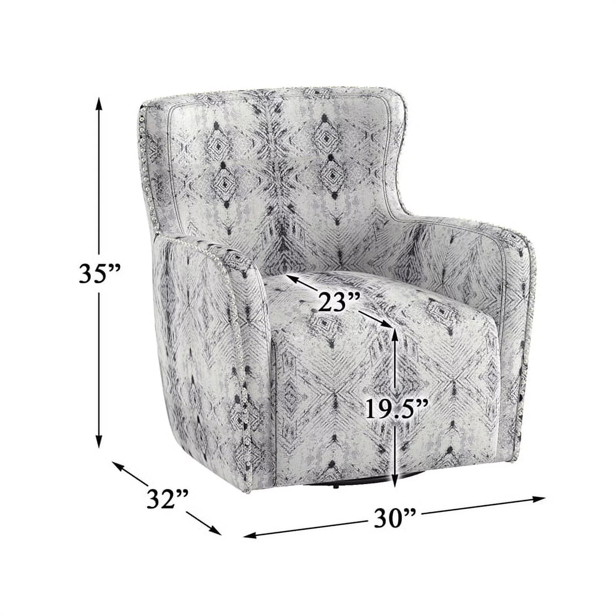 Off White Chenille Swivel Chair L43831