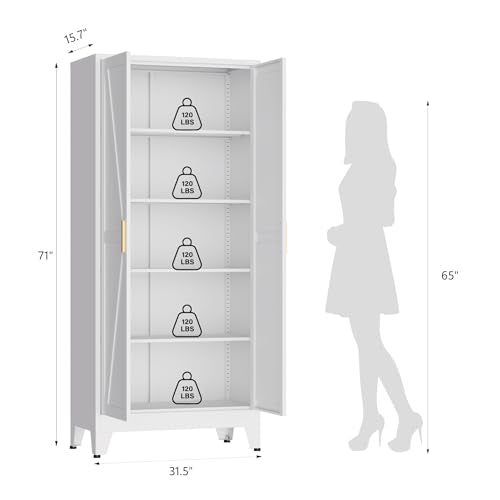 71" Metal Pantry Cabinet with 2 Doors and 4 Adjustable Shelves A3097