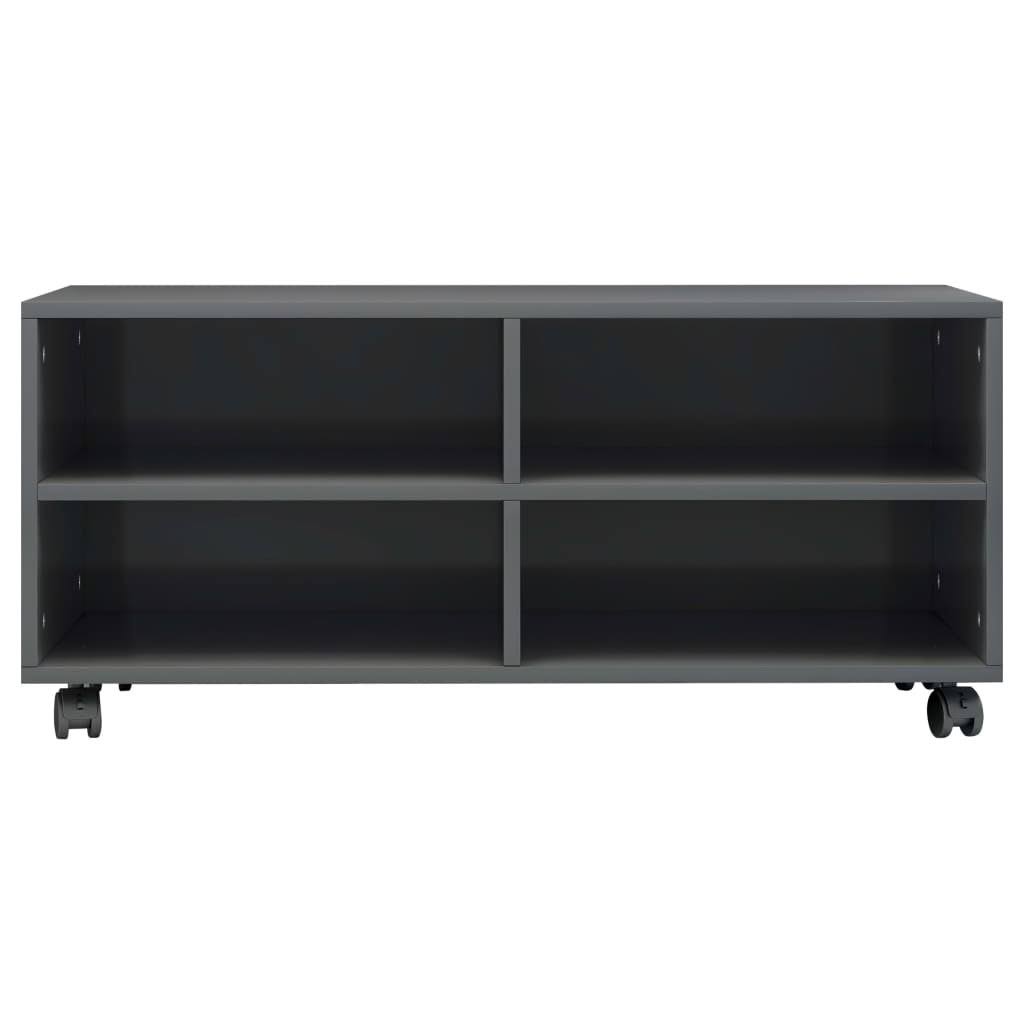 High Gloss Gray TV Cabinet with Castors Chipboard P243