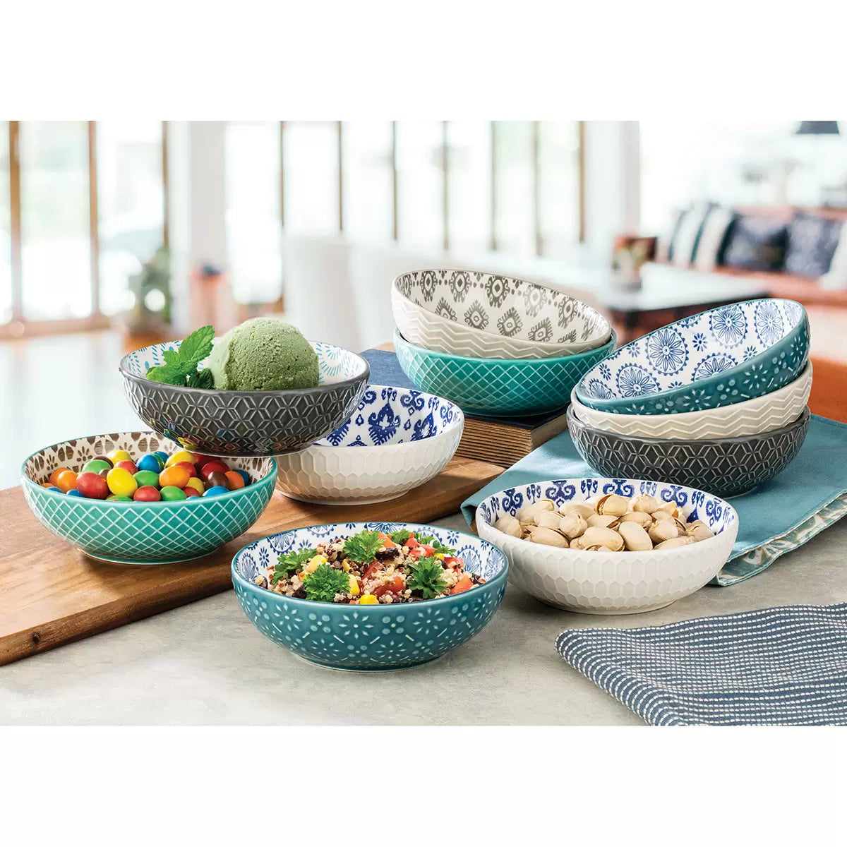 10-Piece Stoneware Bowls, 14.5 Oz R87618